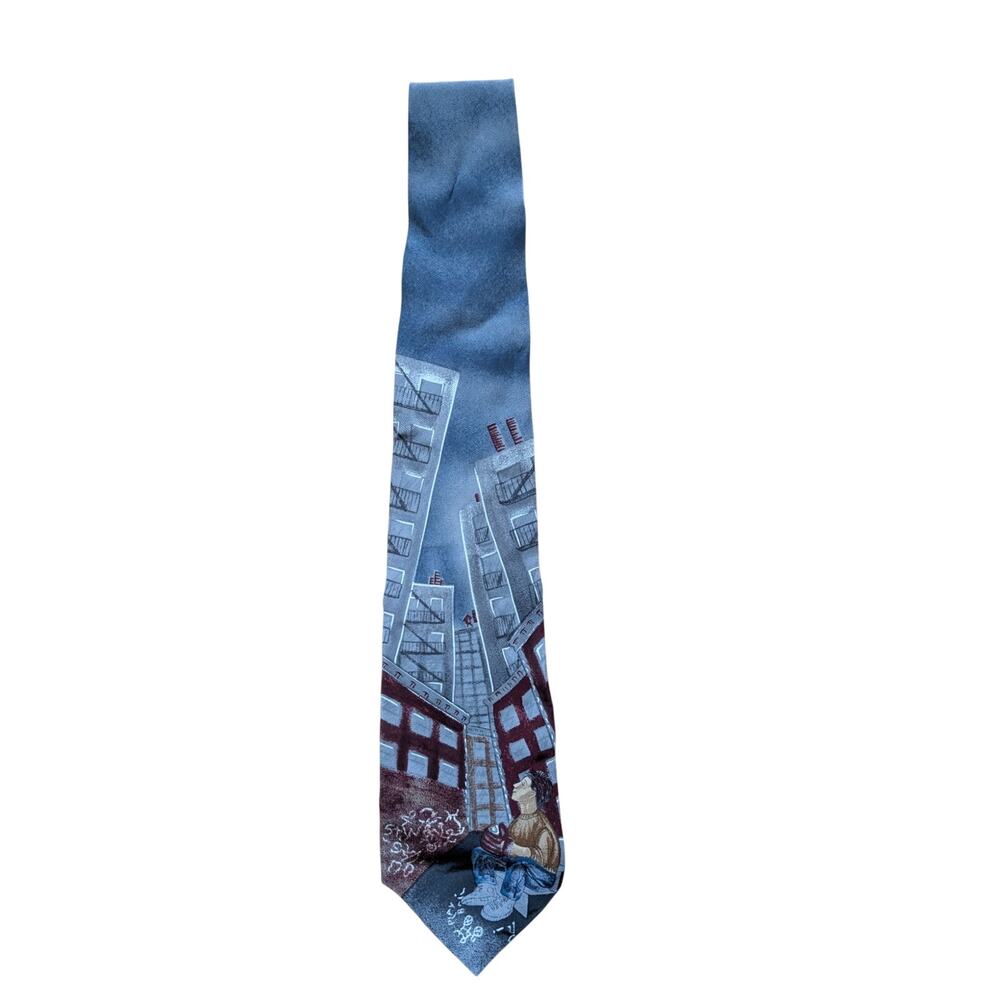 Vintage Collector Save the Children Silk Tie "Daydreaming" baseball boy player